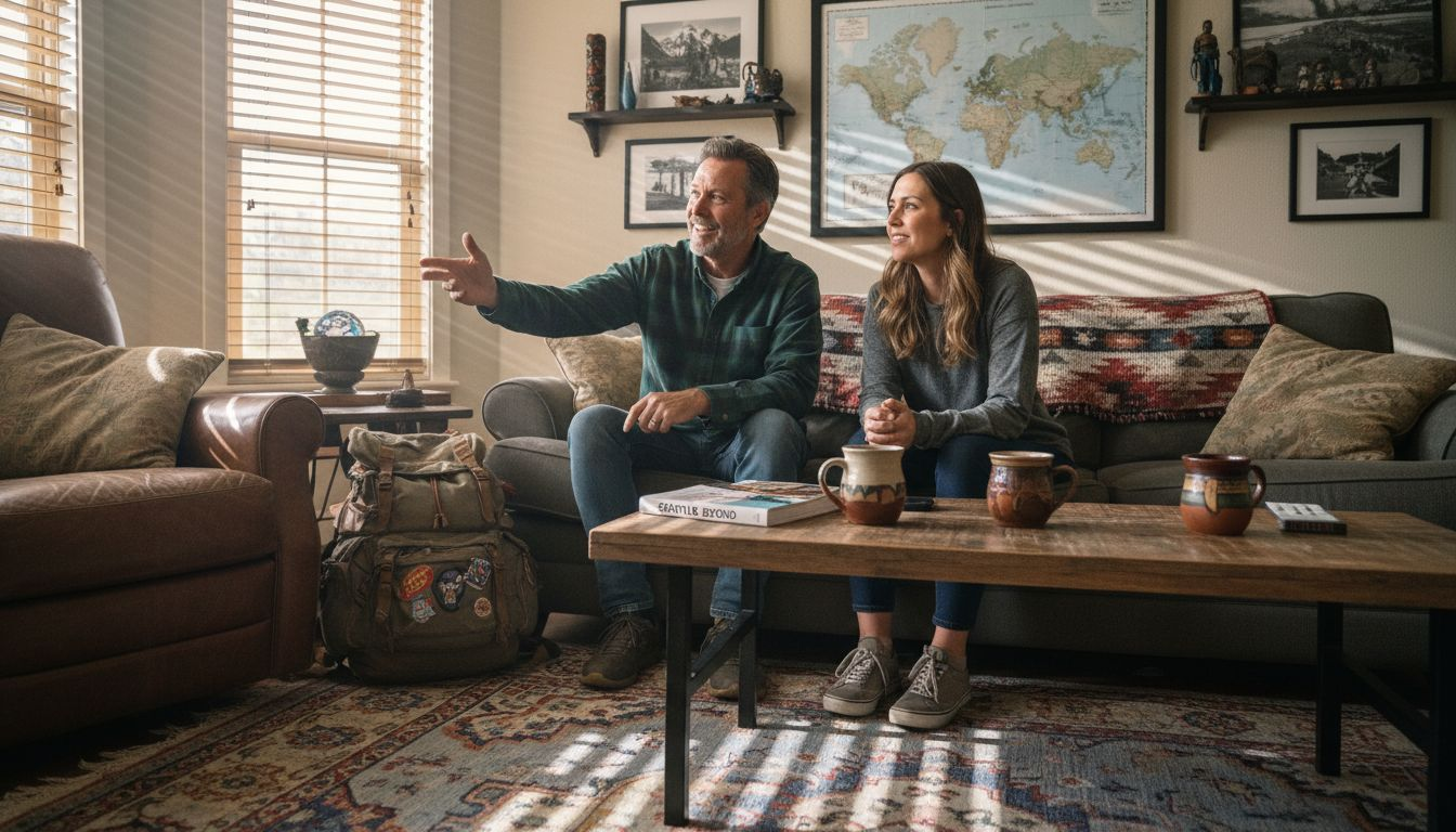 Homeowner welcoming guests with home tour