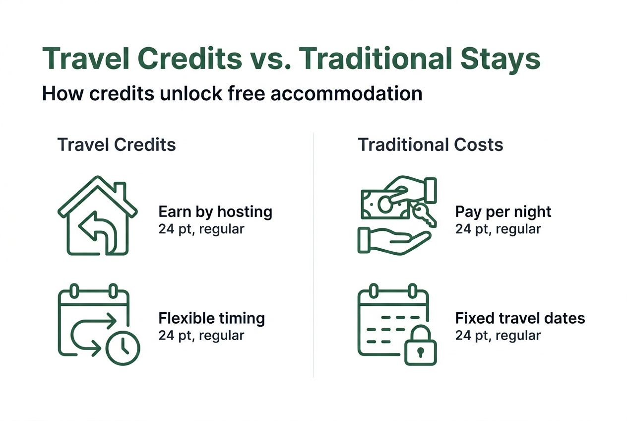 Infographic comparing travel credits and traditional lodging