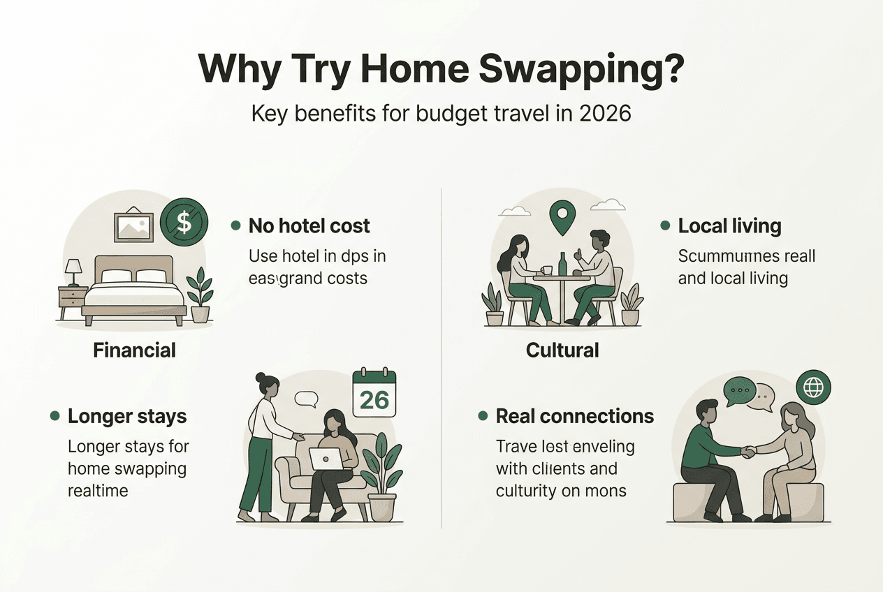 Infographic showing home swapping benefits