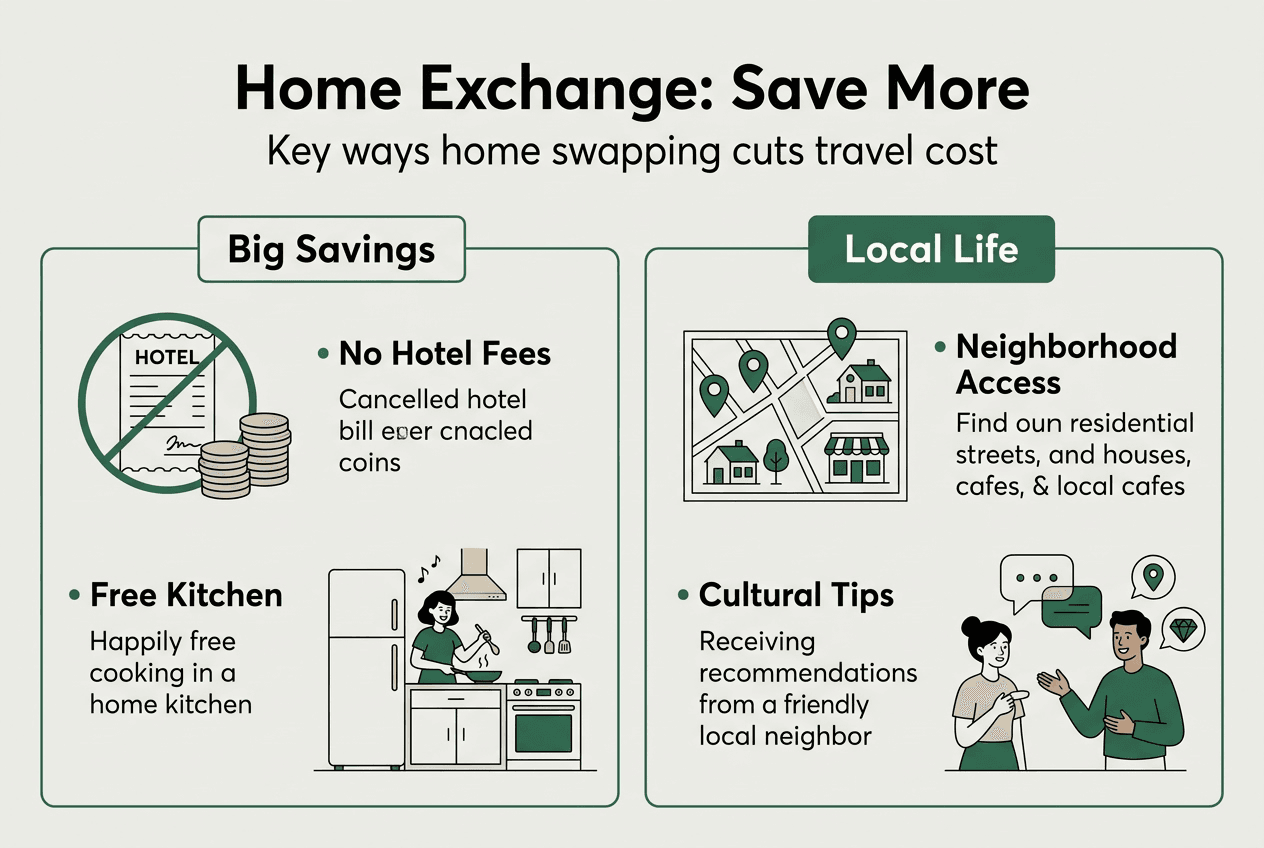 Infographic on savings and benefits of home exchange