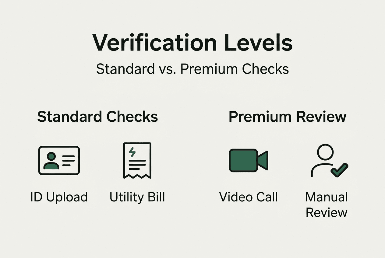 Infographic comparing verification levels