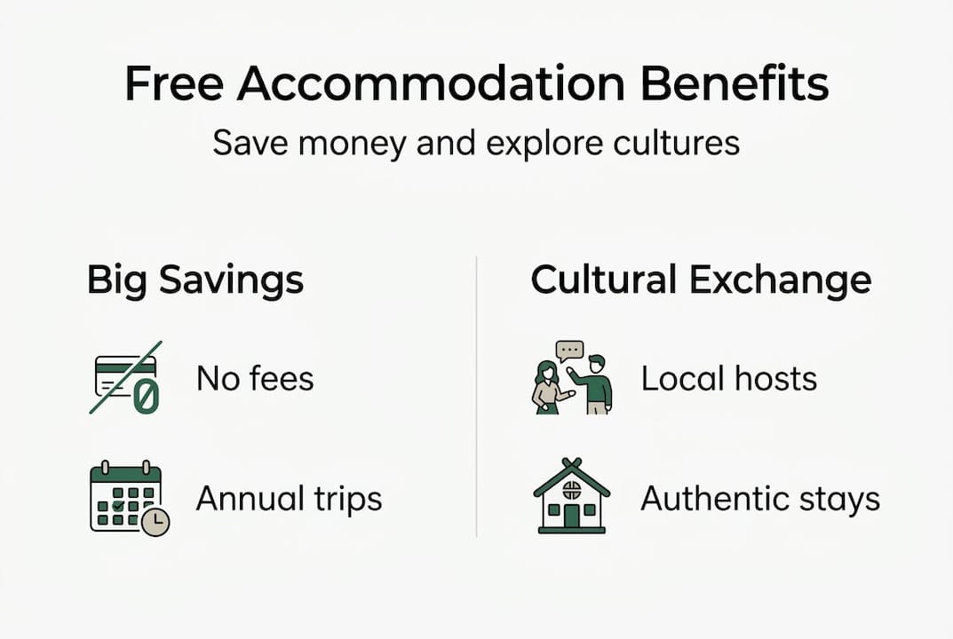 Infographic showing free accommodation advantages and cultural exchange