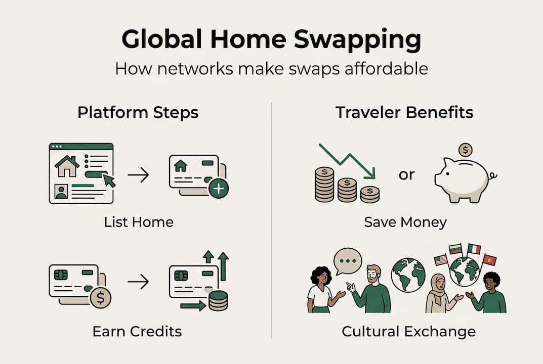 Infographic showing home swap process and benefits