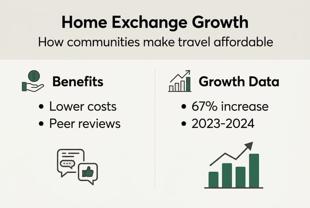 Infographic showing home exchange growth data and benefits