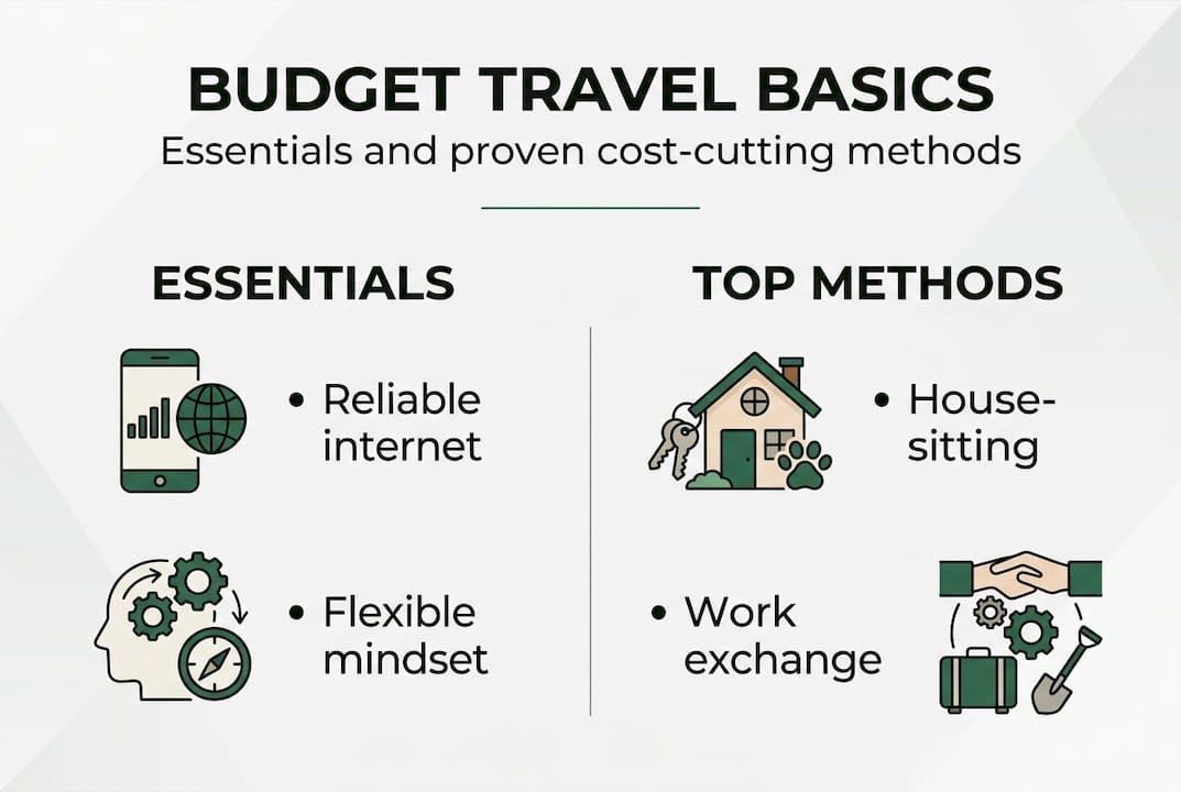 Infographic highlights budget travel basics and methods