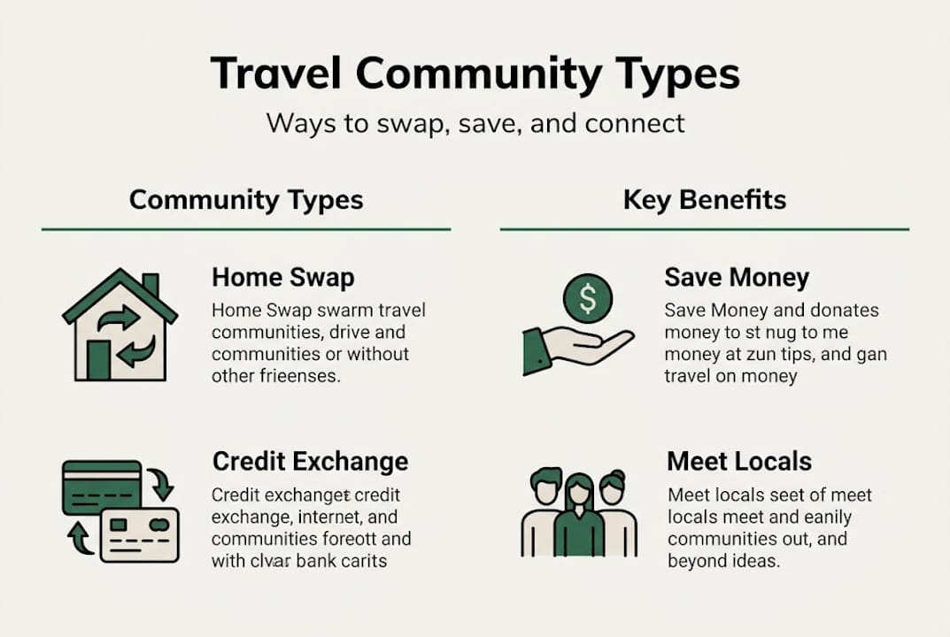 Infographic travel community types and benefits