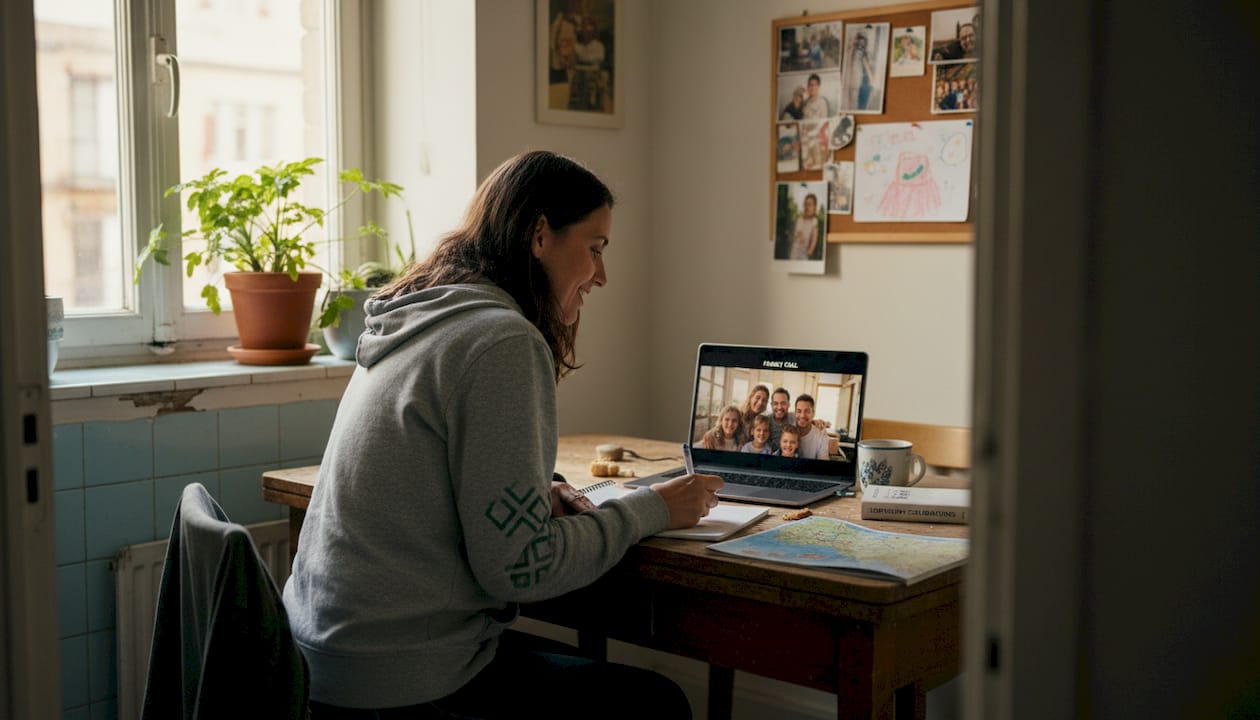 Woman chatting for home swap planning