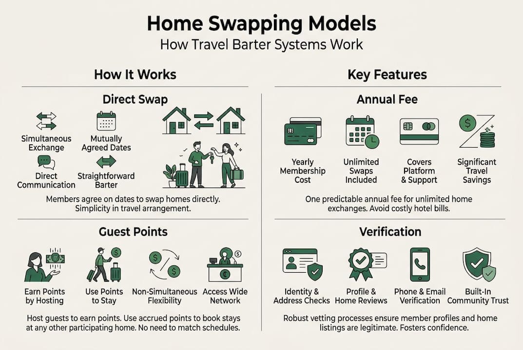 Infographic comparing home swapping models