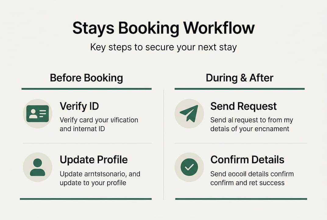 Infographic of steps for booking a stay