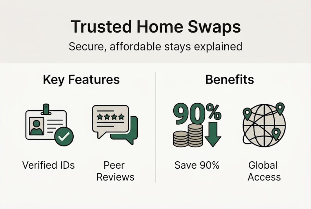 Infographic showing trusted home swap features and benefits