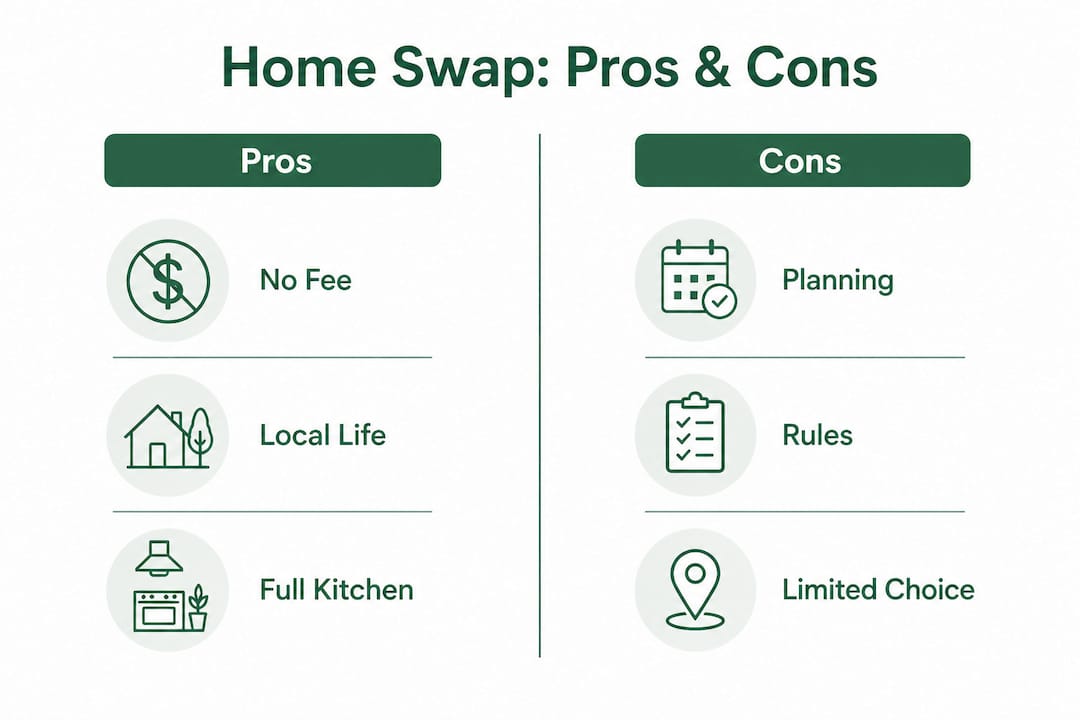 Infographic comparing pros and cons of home swapping