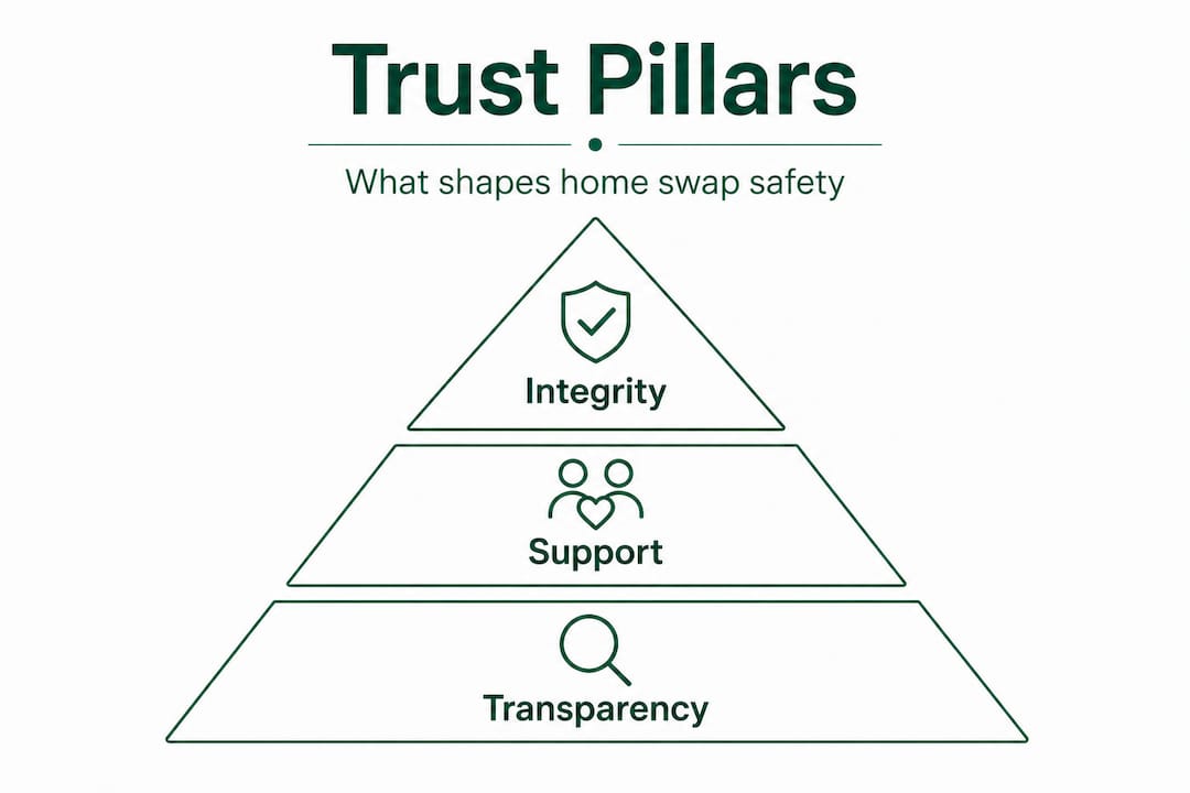Infographic showing trust pillars for home swaps