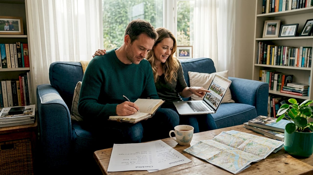 Couple comparing home swap offers