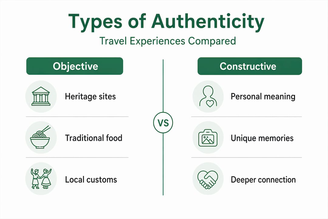 Infographic showing two types of travel authenticity
