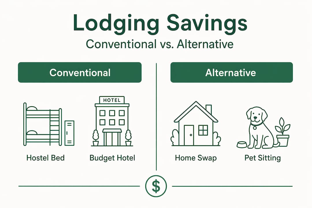 Infographic comparing lodging savings by accommodation type