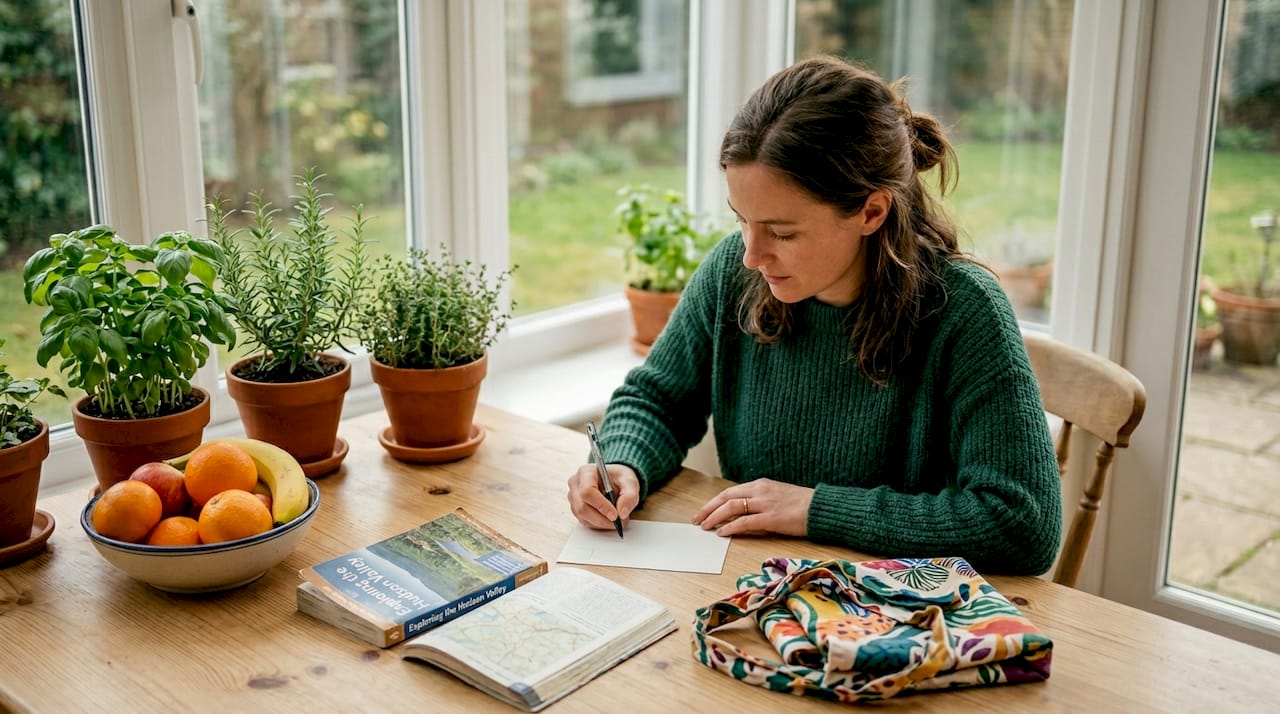 Woman prepares home for swap with welcome note