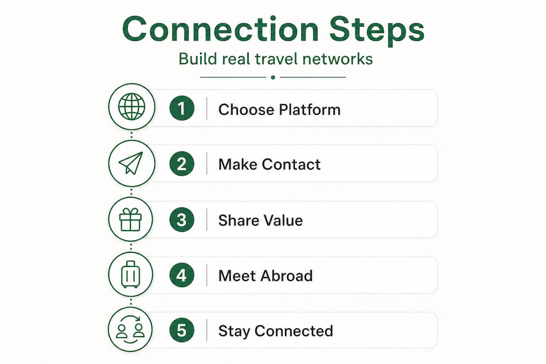 Infographic with steps to connect with travelers