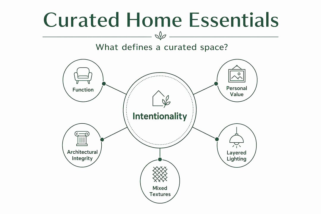 Hierarchy infographic of curated home essentials