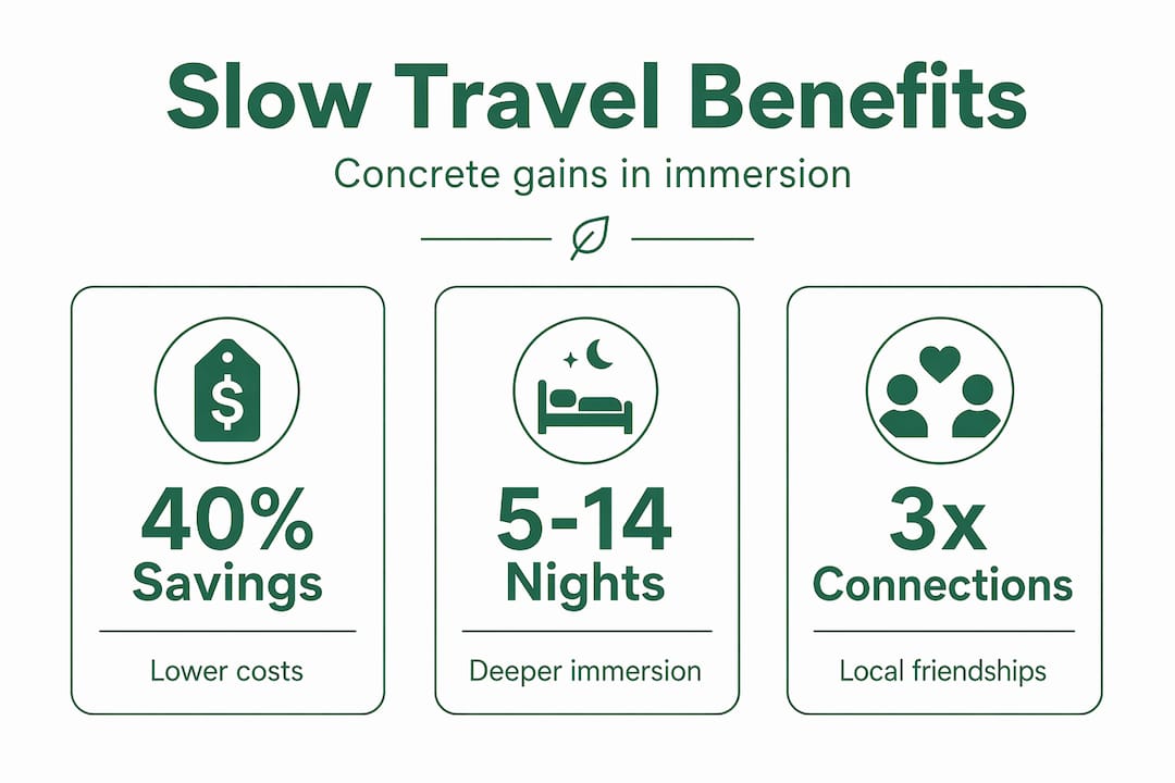 Infographic highlighting benefits of slow travel