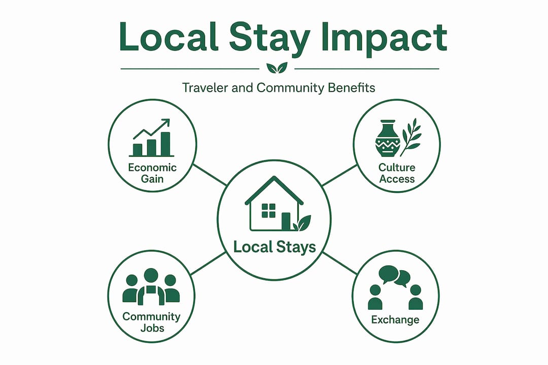 Hierarchy infographic: local stays impact breakdown