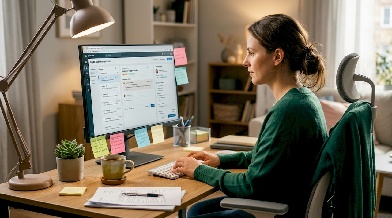 Support staff reviewing dispute on platform dashboard