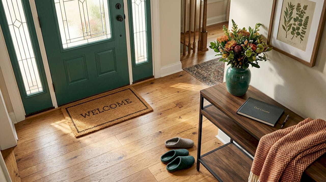 Cozy inviting home entryway ready for guests