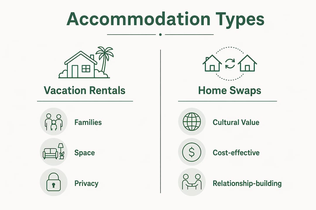 Infographic comparing vacation rentals and home swaps