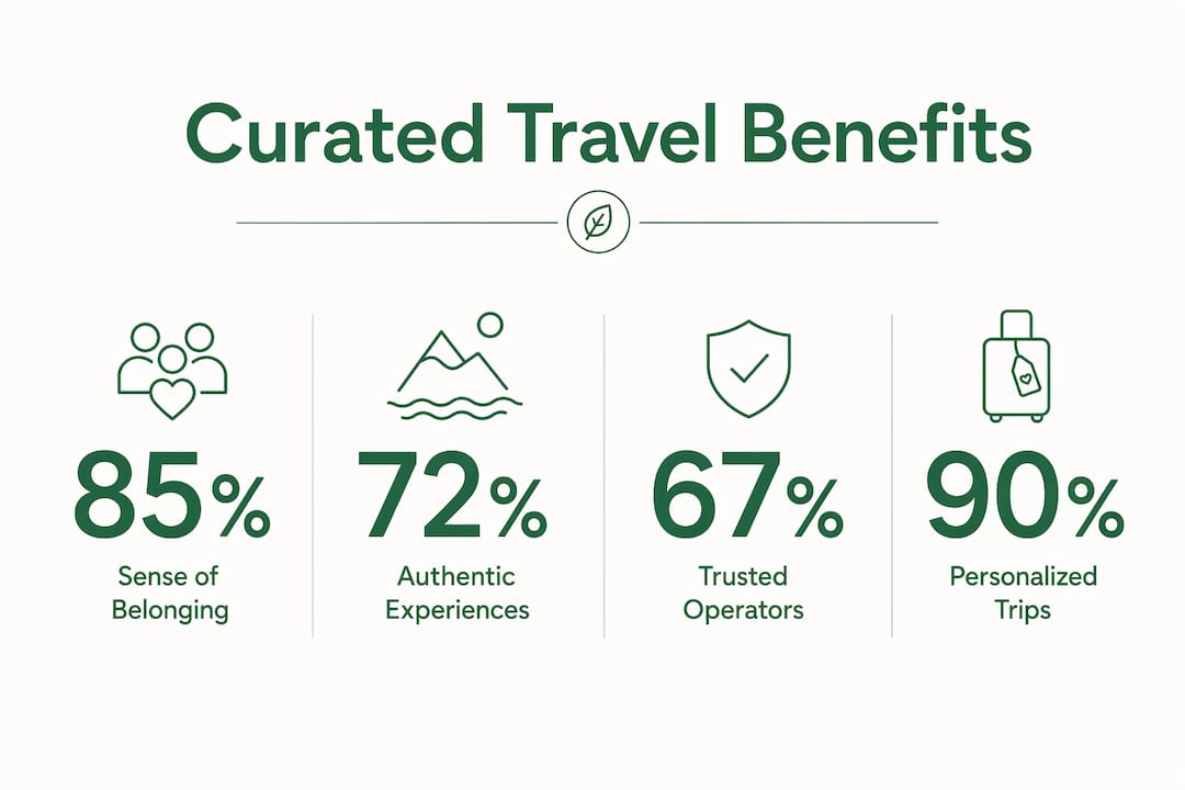 Infographic highlighting key benefits of curated travel communities