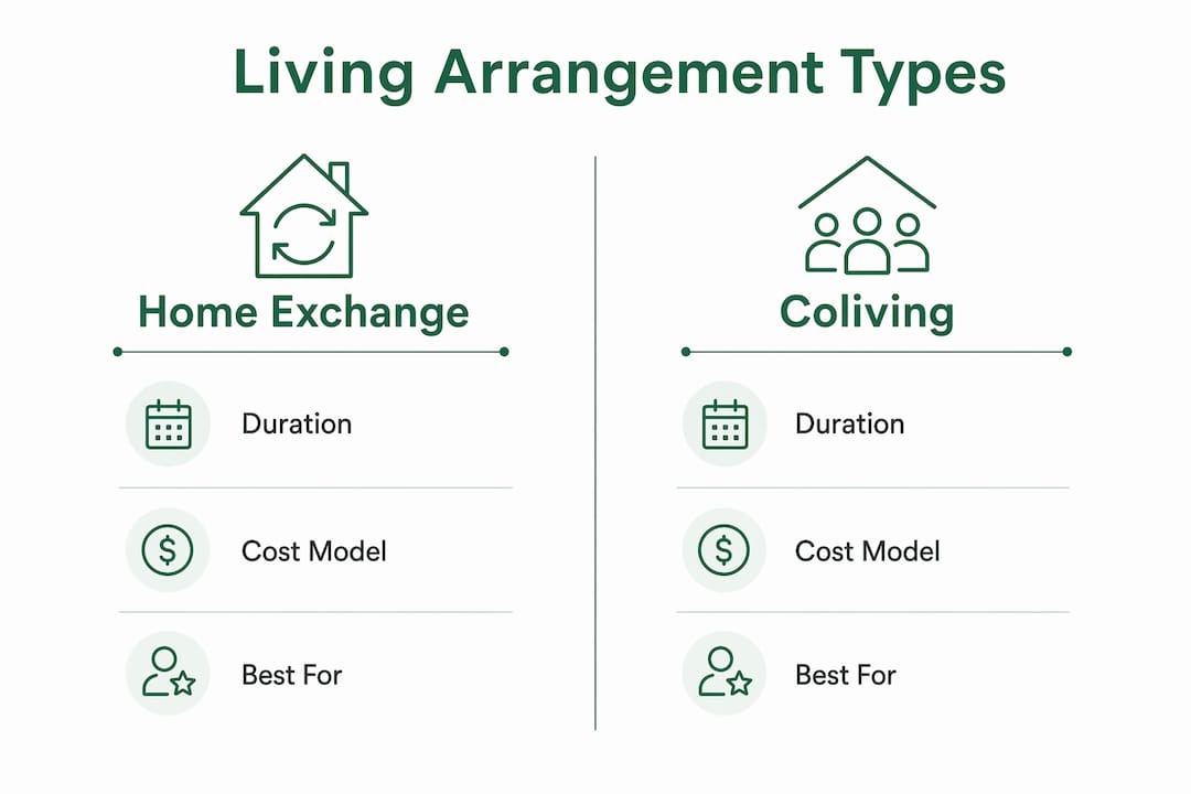 Infographic comparing flexible living types