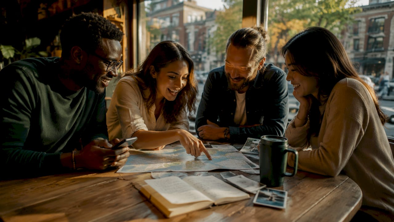 Group planning curated travel trip together