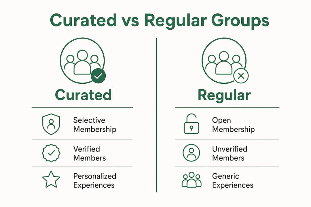 Infographic comparing curated and regular travel groups