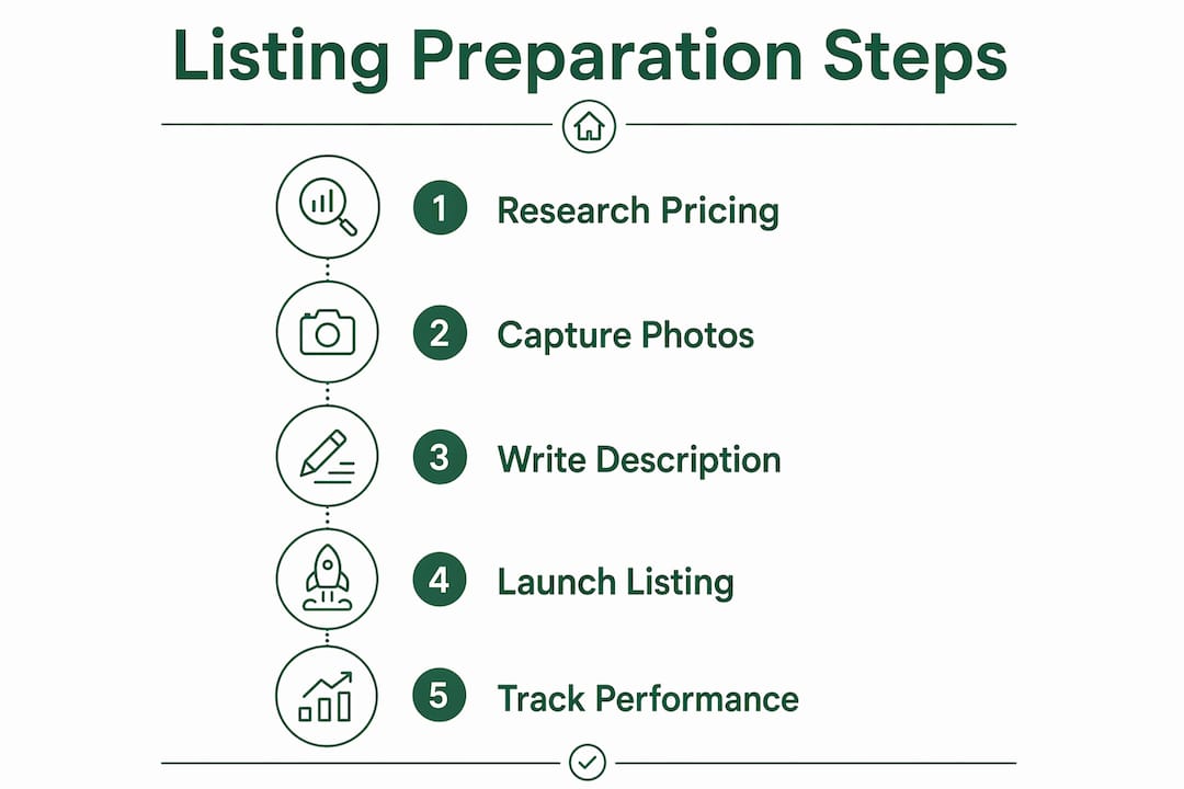 Infographic showing home listing preparation steps