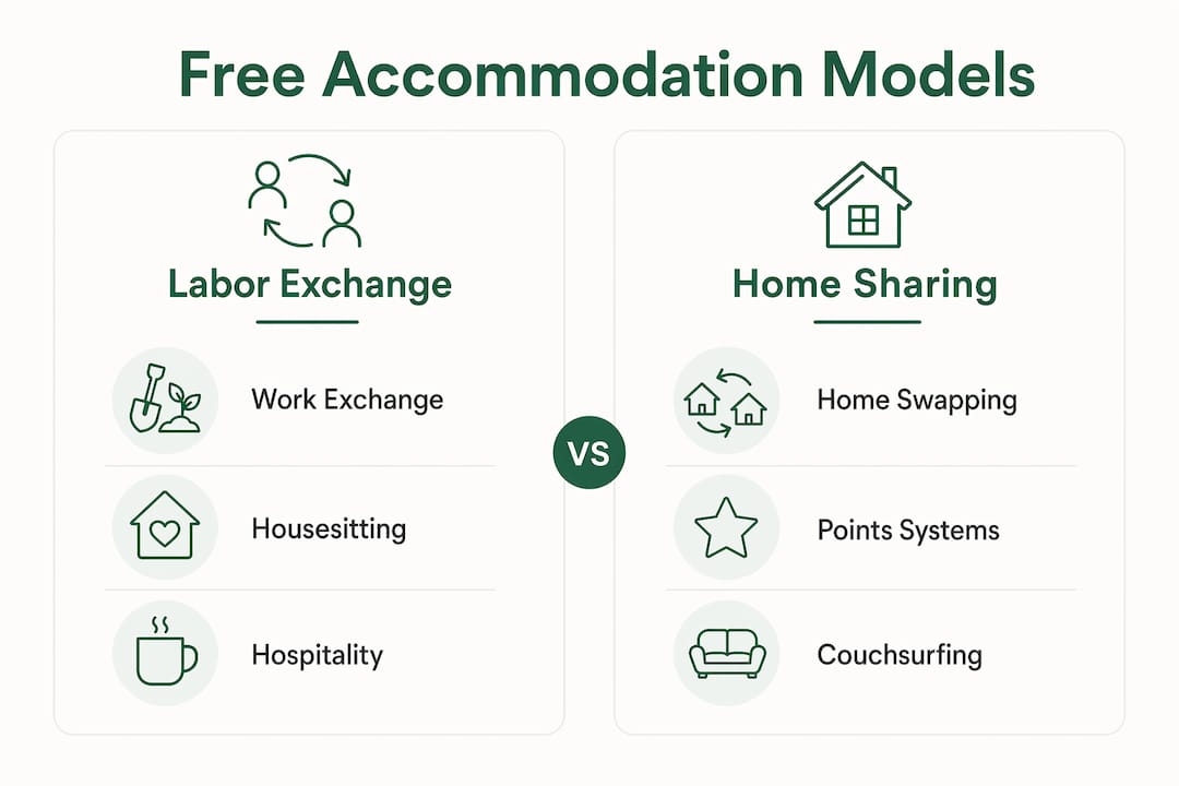 Infographic comparing free accommodation models