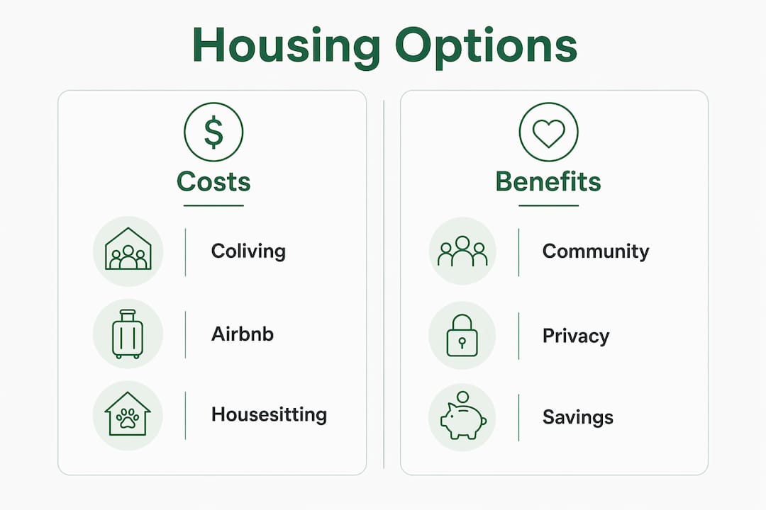 Infographic comparing digital nomad housing costs and benefits