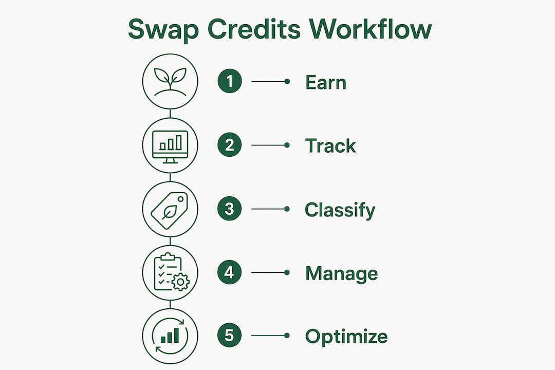 Infographic illustrating swap credits workflow steps