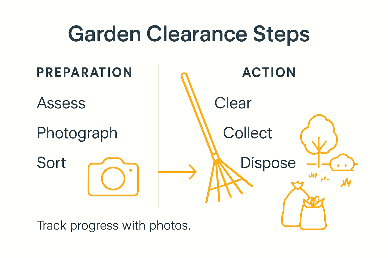 Infographic of garden clearance process steps