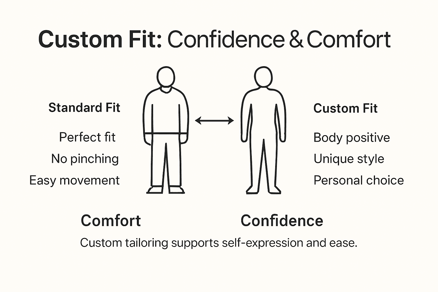 Infographic comparing custom fit and standard fit benefits