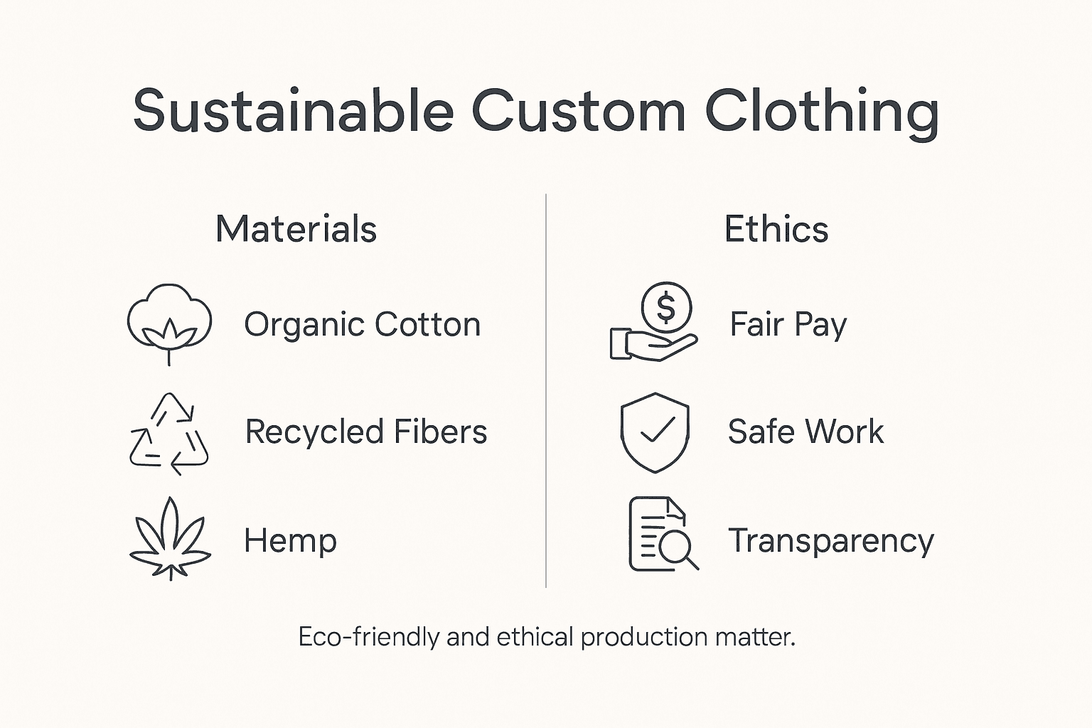 Infographic sustainable clothing materials ethics