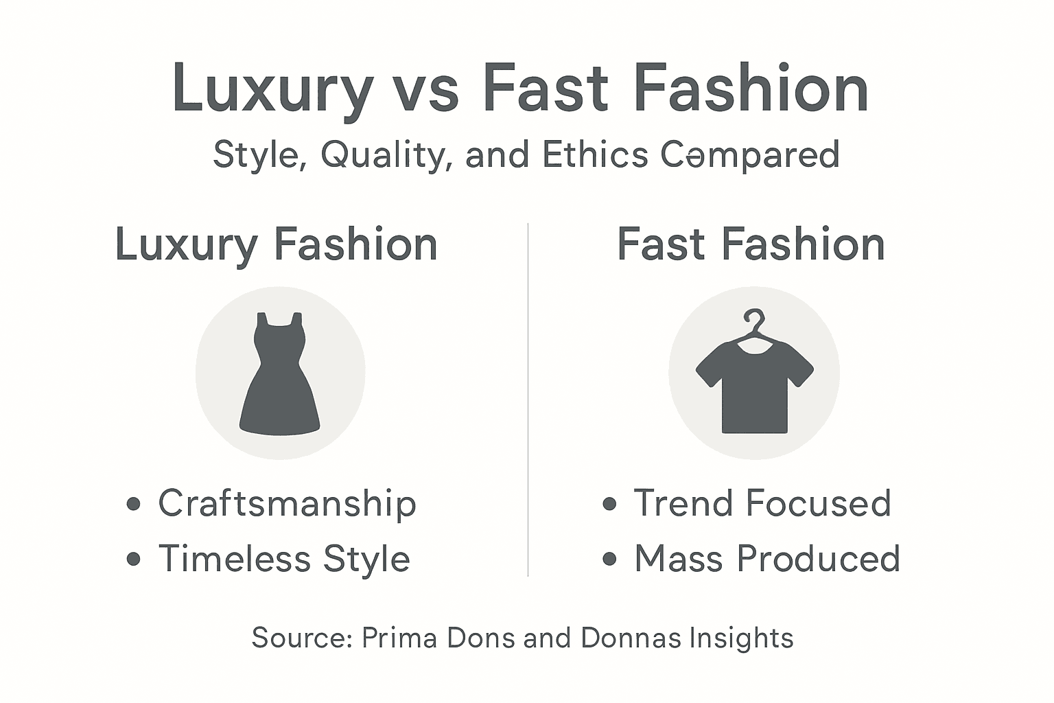 Infographic comparing luxury and fast fashion features