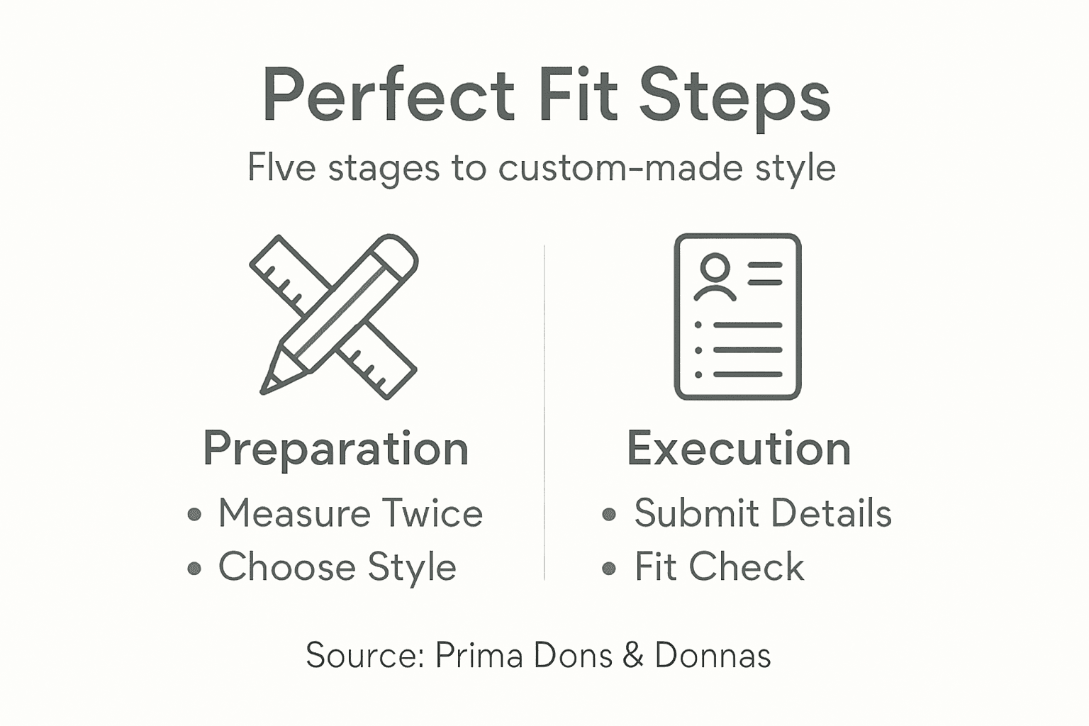 Infographic showing five steps for custom fit