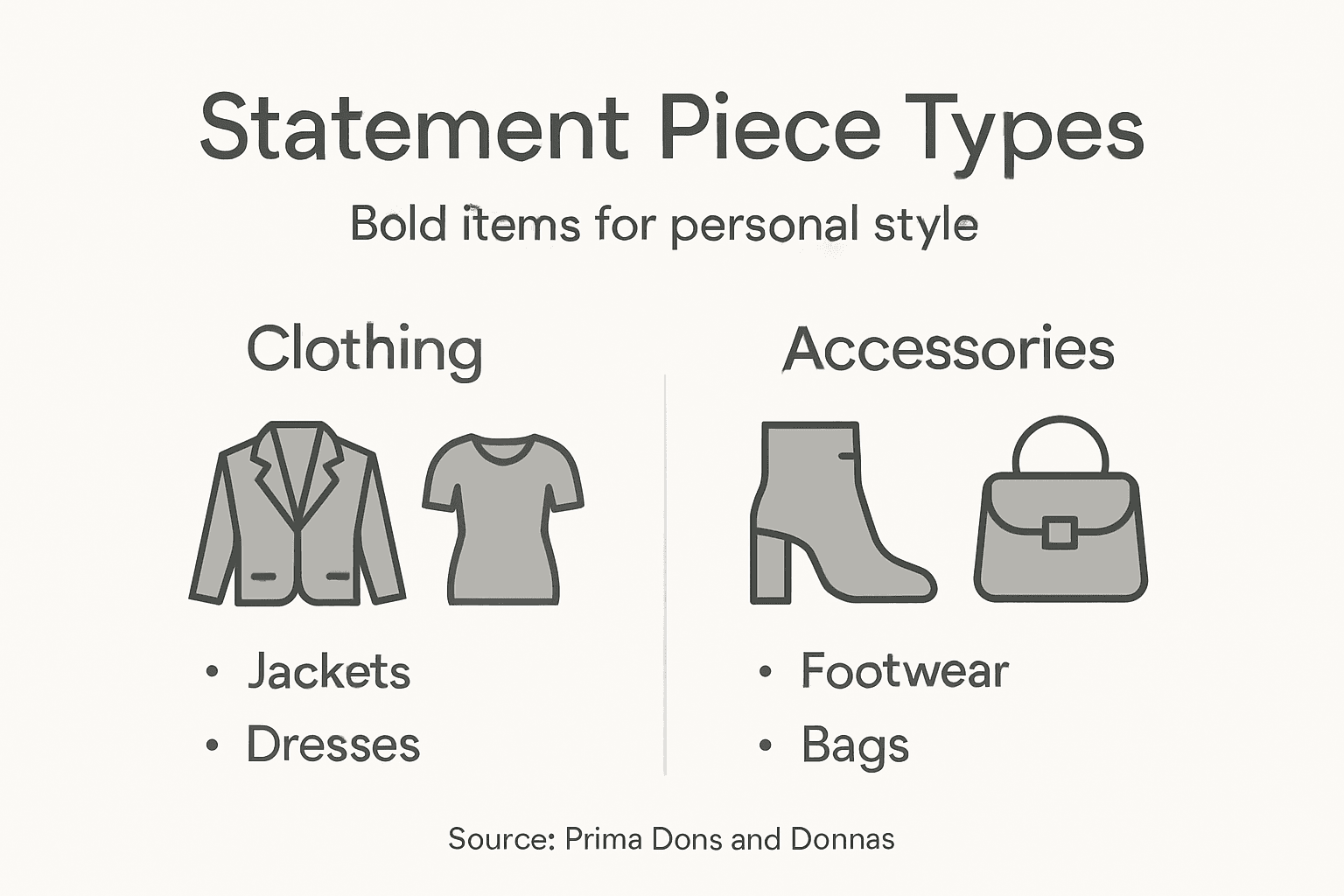 Infographic showing types of statement pieces
