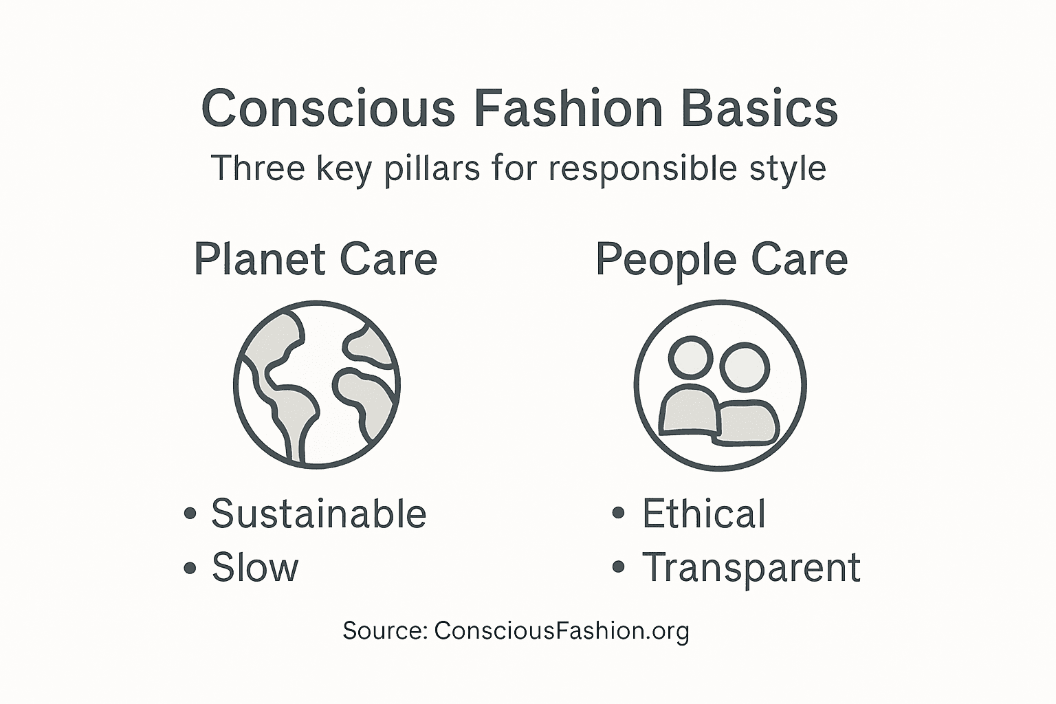 Infographic showing pillars of conscious fashion