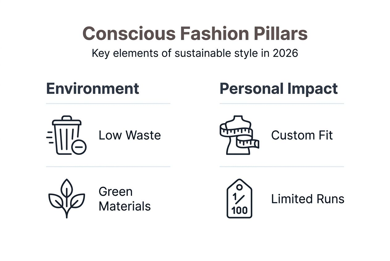 Infographic showing conscious fashion pillars overview