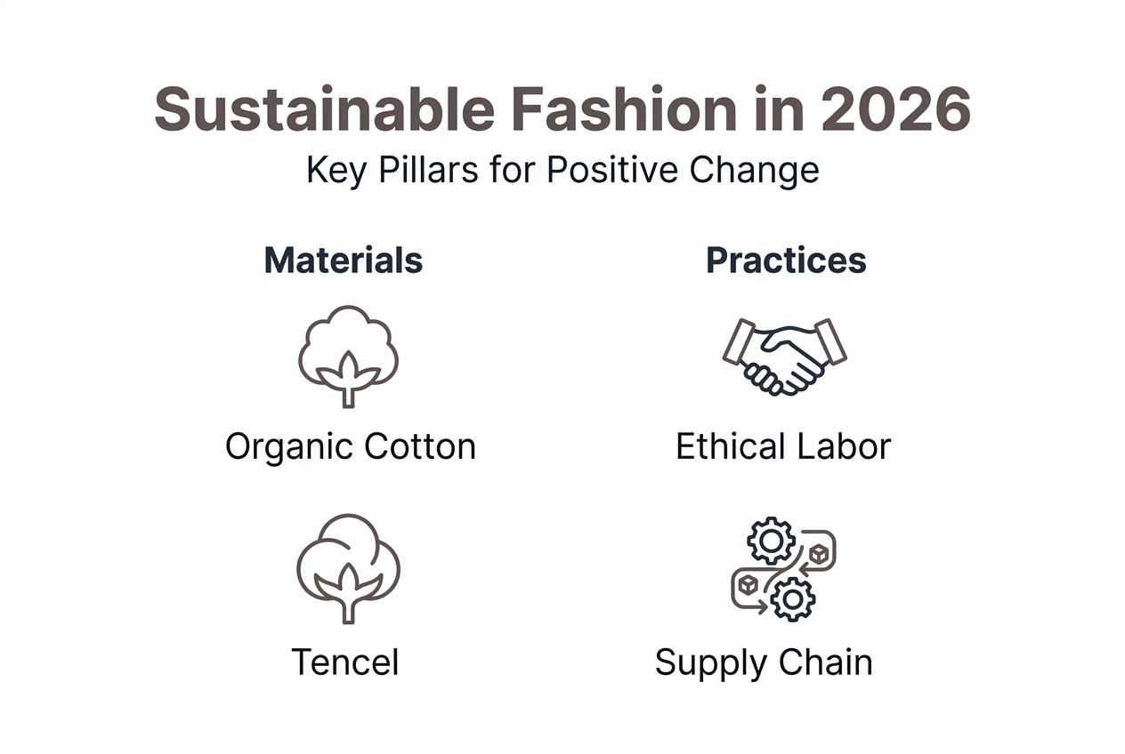 Infographic with core pillars of sustainable fashion