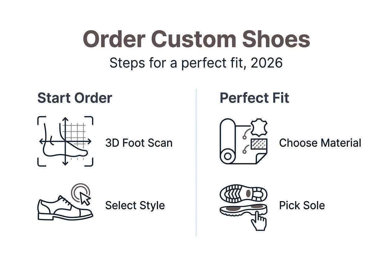 Infographic showing steps to order custom shoes