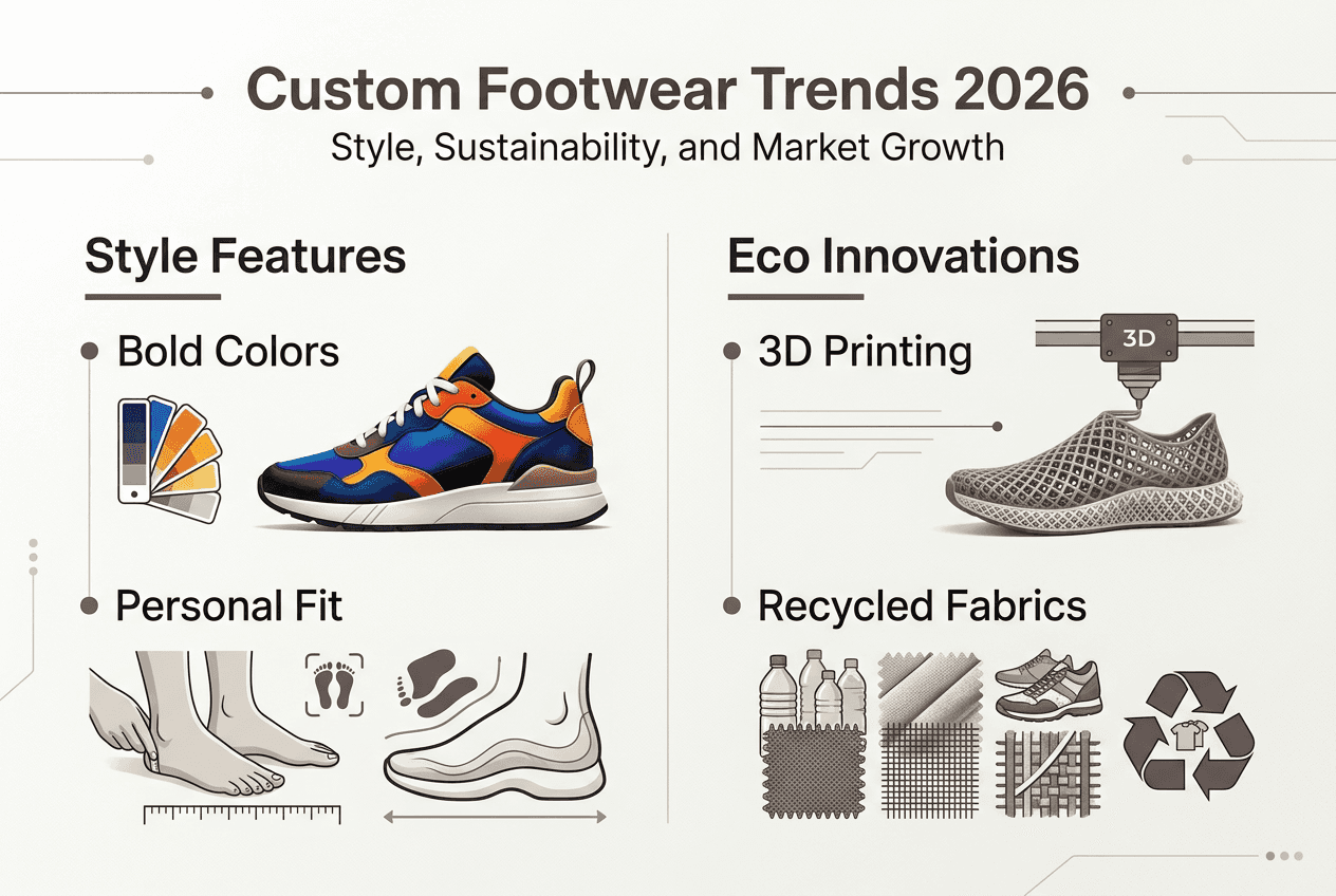Infographic showing footwear trends and sustainability