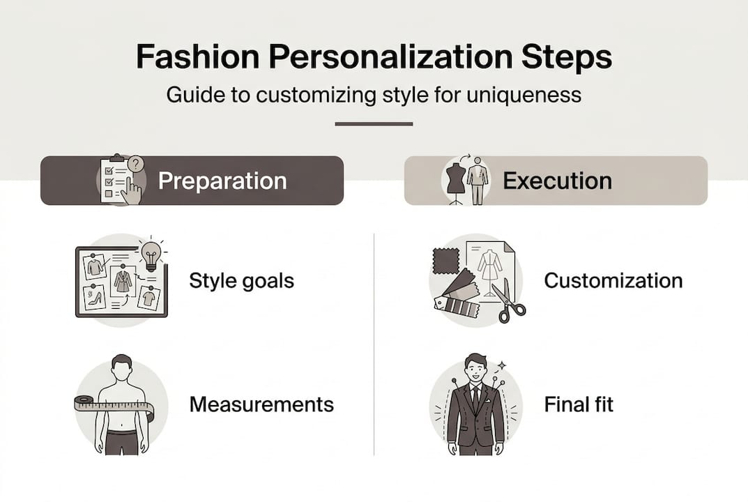Infographic showing steps for custom fashion