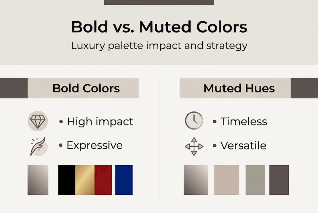 Infographic bold and muted luxury color palettes