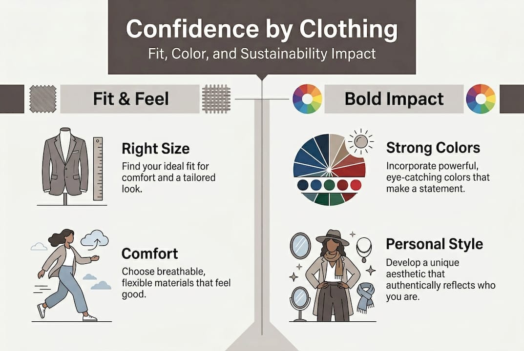 Infographic on fit, color, and style for confidence