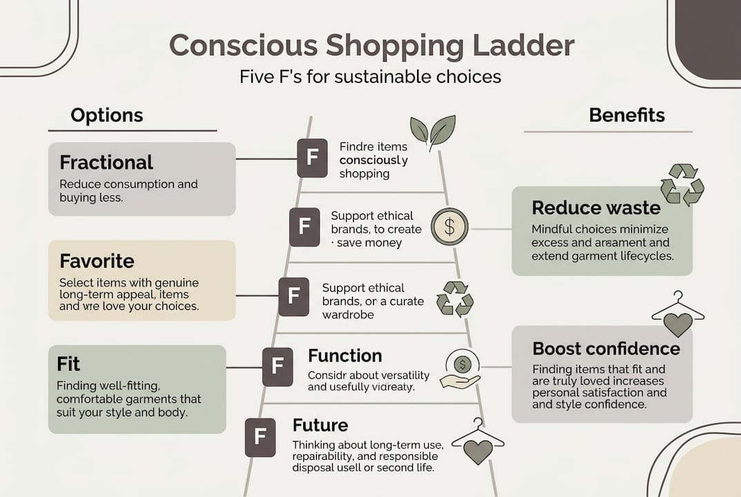 Infographic on conscious shopping decision ladder